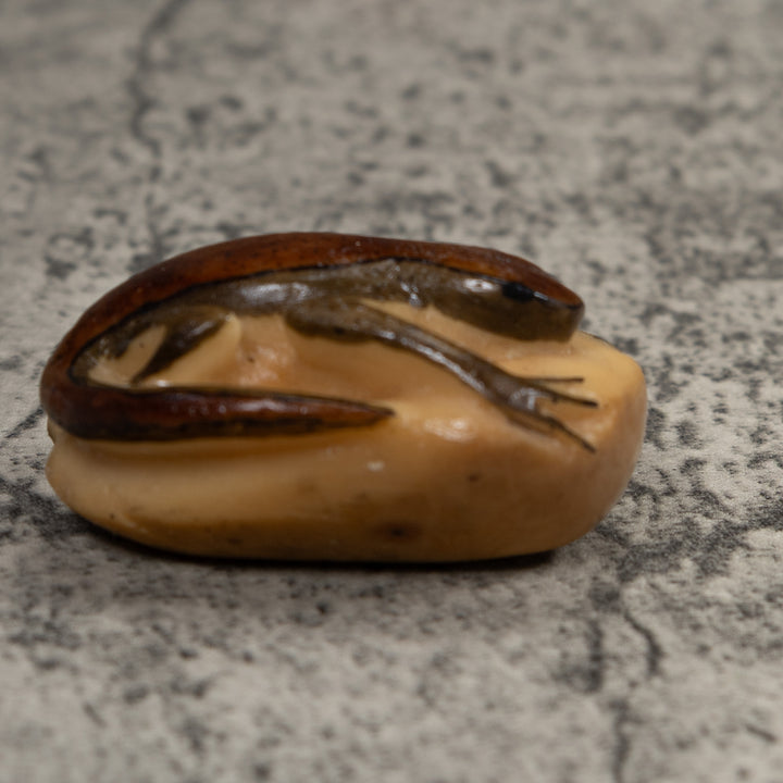Vintage Brown And Black Frog Tagua Carving