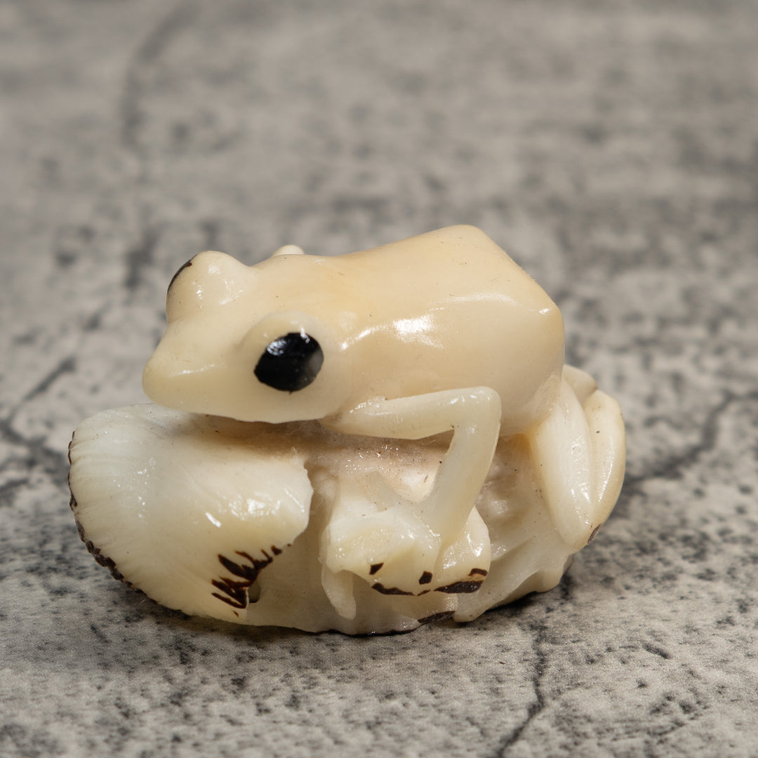 White Natural Frog Tagua Carving