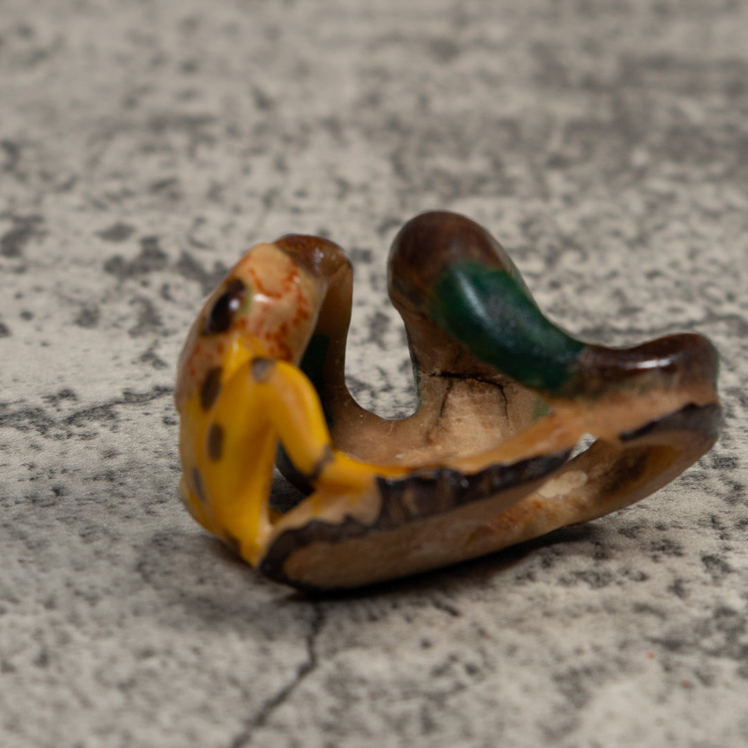 Vintage Snake Eating Frog Tagua Carving