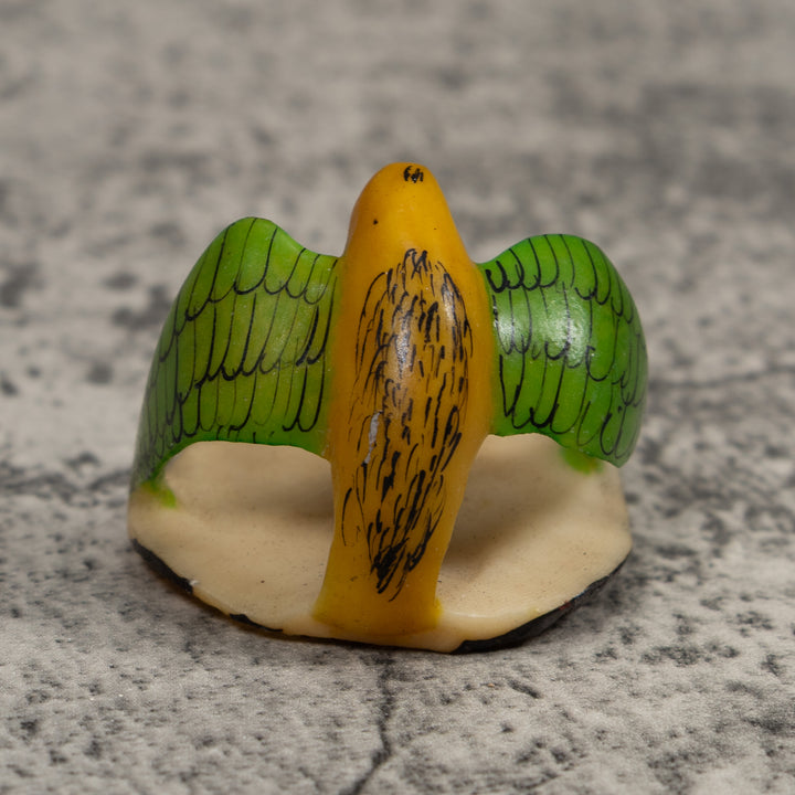 Vintage Yellow And Green Bird Tagua Carving