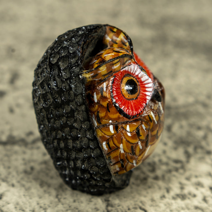 Bright Eye Owl Bird Tagua Carving