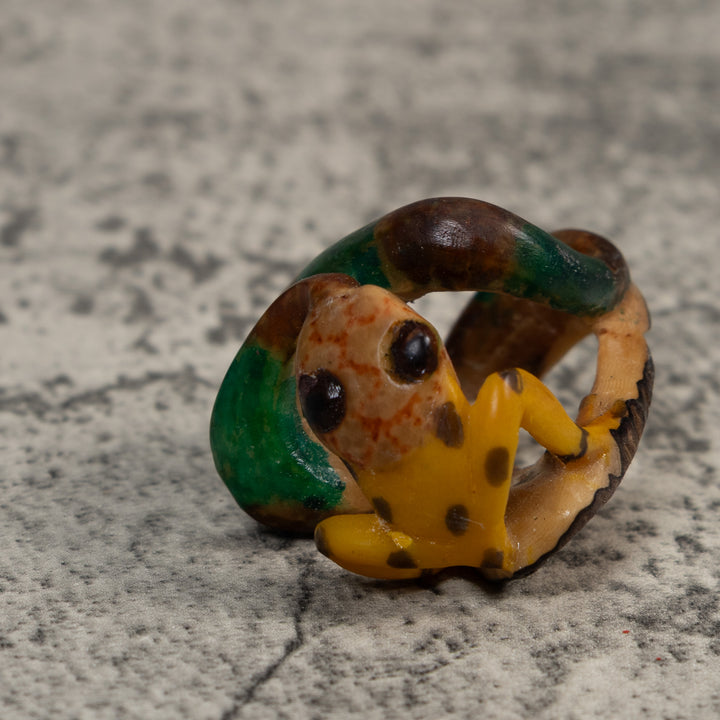 Vintage Snake Eating Frog Tagua Carving