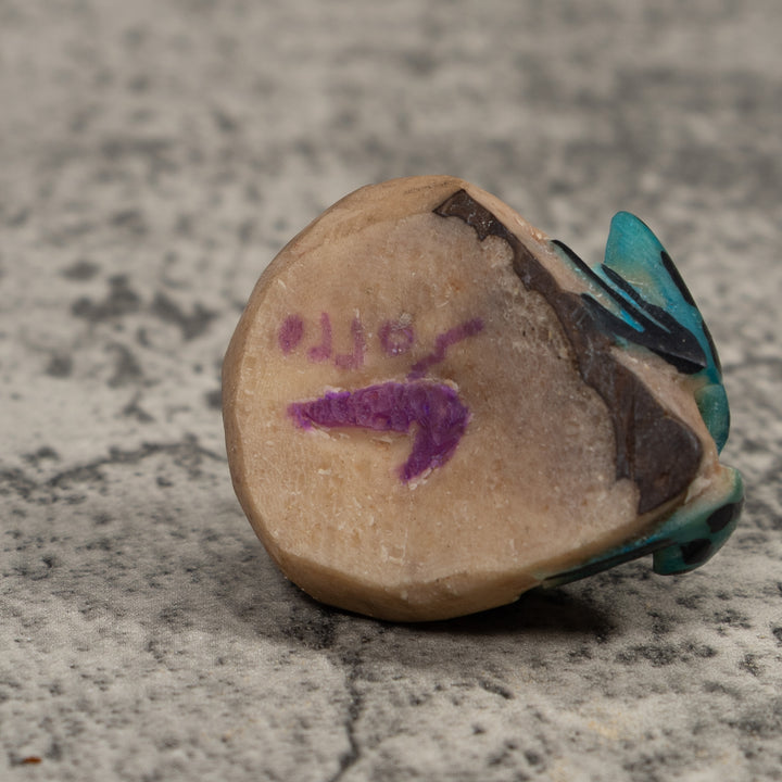 Vintage Blue Red And Black Frog Tagua Carving
