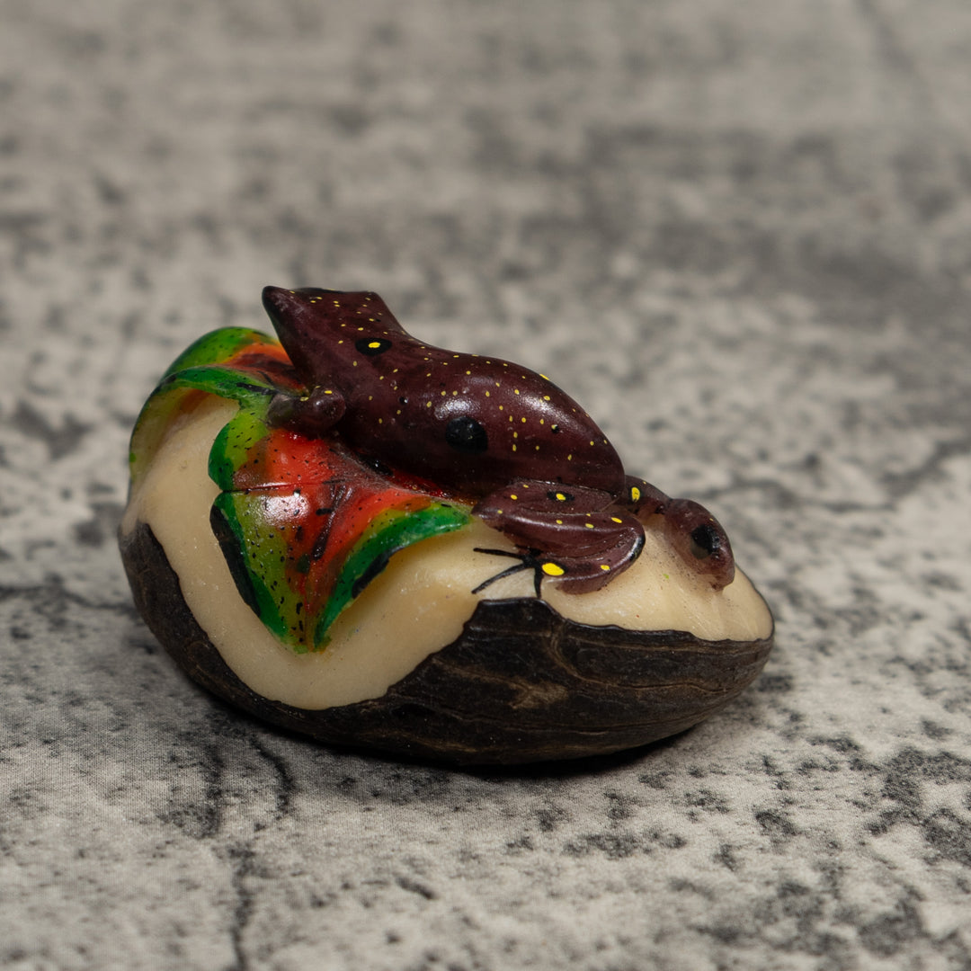 Brown And Yellow Poison Dart Frog Tagua Carving