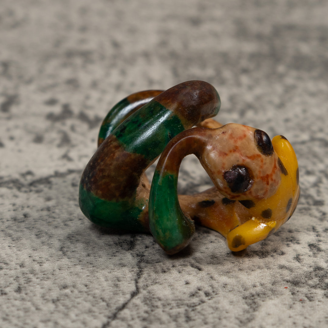 Vintage Snake Eating Frog Tagua Carving