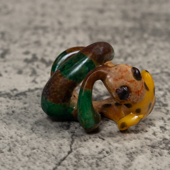 Vintage Snake Eating Frog Tagua Carving