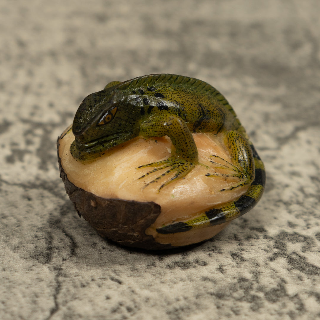 Vintage Iguana Lizard Reptile Tagua Carving