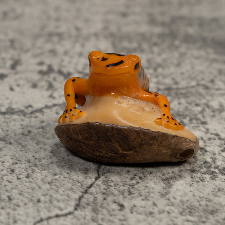 Black And Gold Poison Dart Frog Tagua Carving