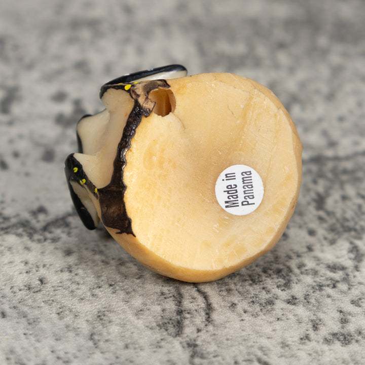 Vintage Black And Green Frog Tagua Carving