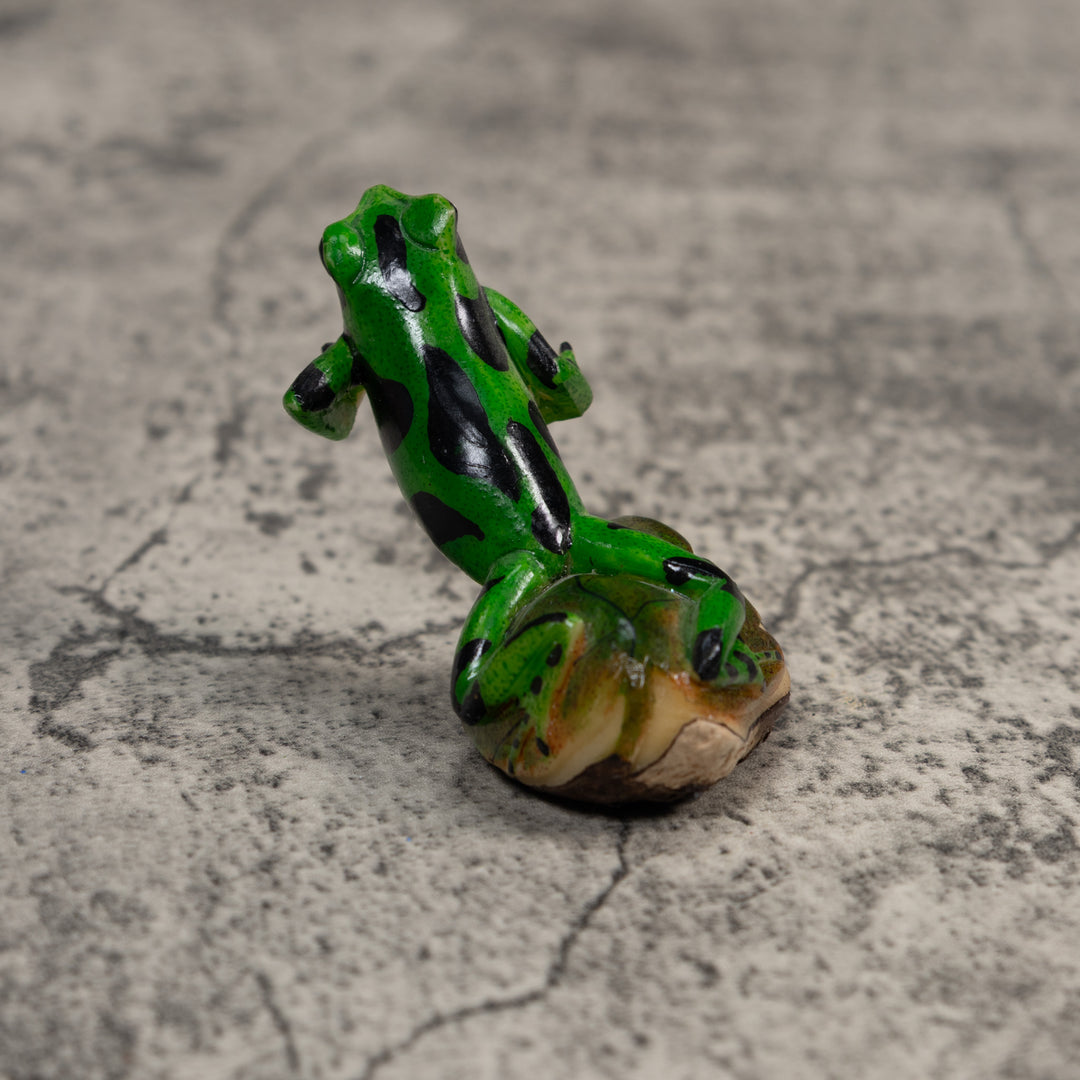 Green And Black Poison Dart Frog Tagua Carving