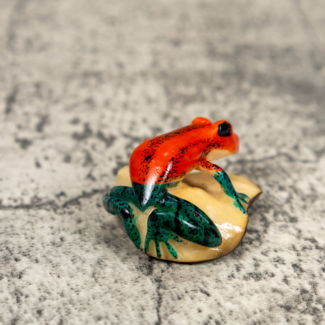 Red And Blue Poison Dart Frog Tagua Carving