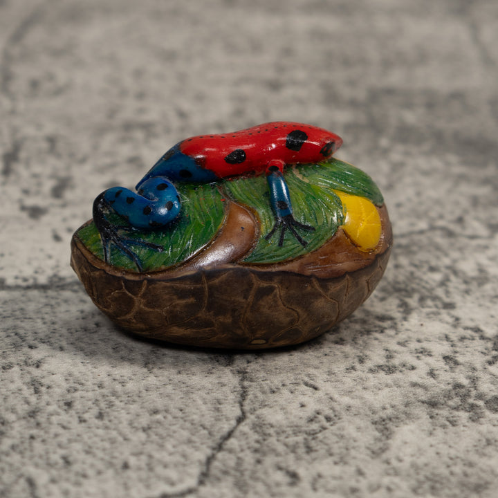 Red And Blue Poison Dart Frog Tagua Carving