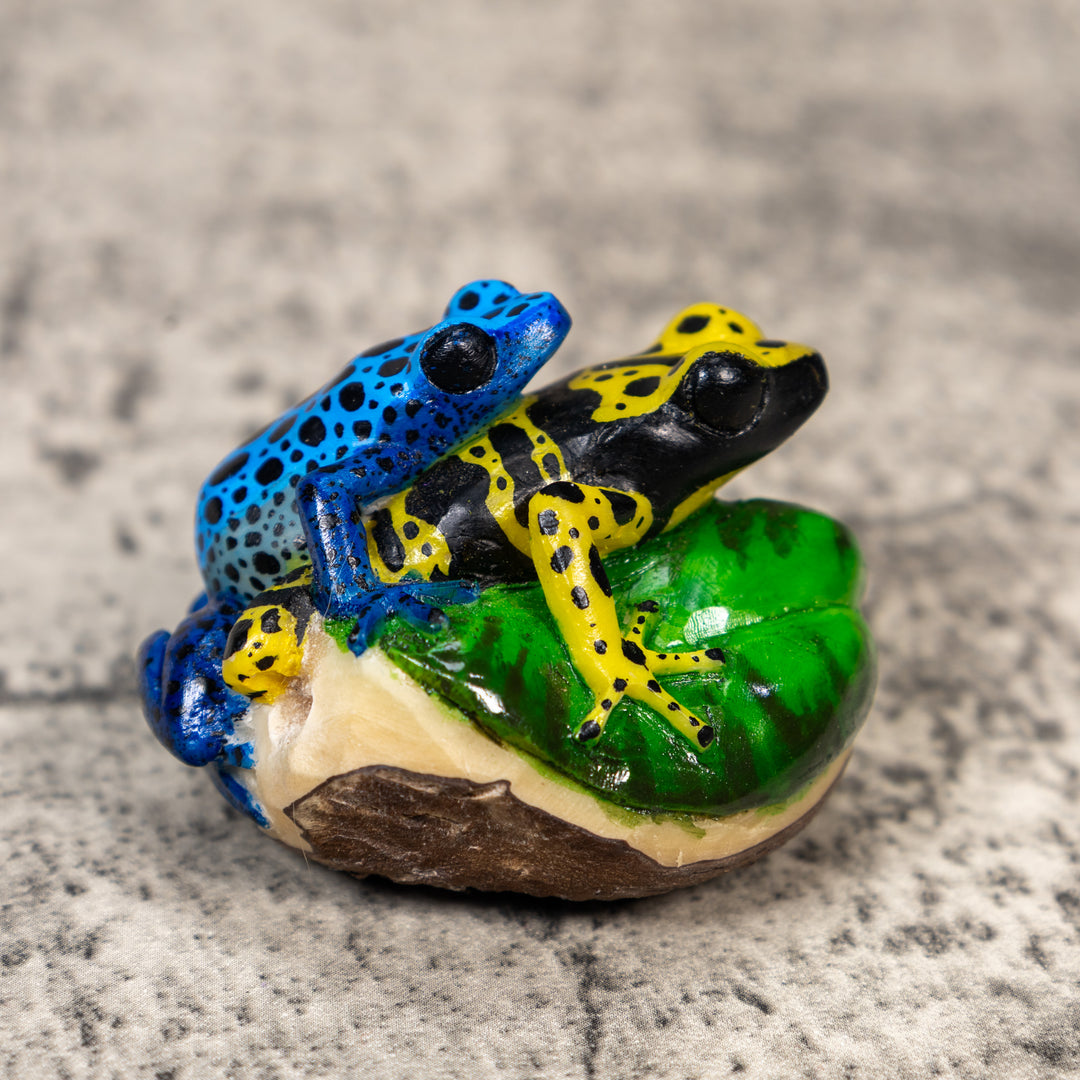 Two Poison Dart Frog Tagua Carving