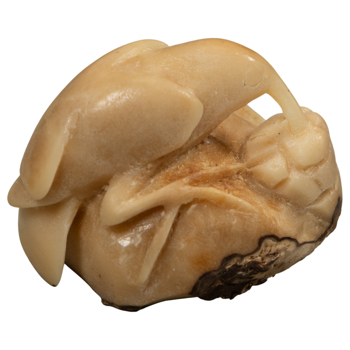 Vintage Natural White Hummingbird Tagua Carving