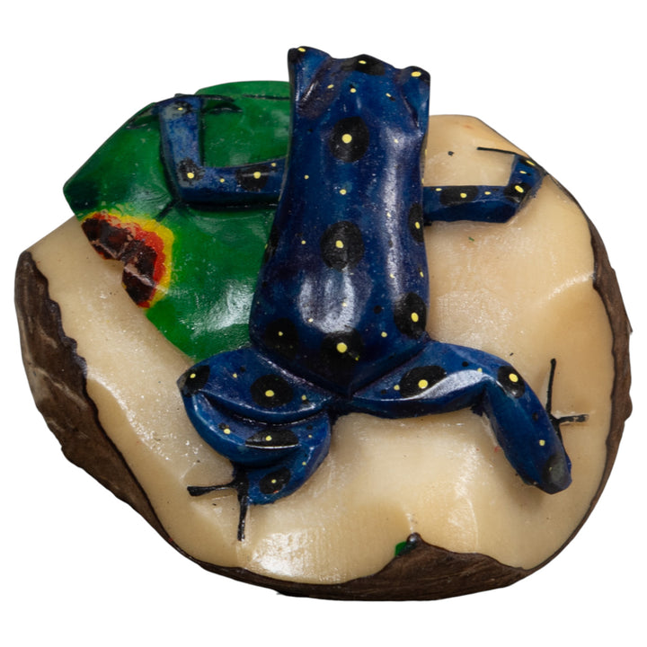 Blue Yellow And Green Poison Dart Frog Tagua Carving