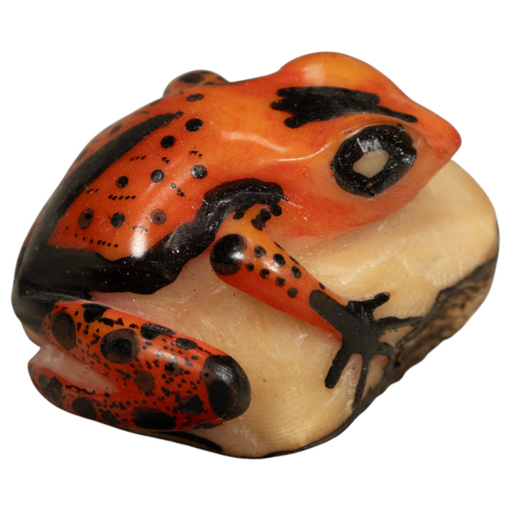 Vintage Orange And Black Poison Dart Frog Tagua Carving