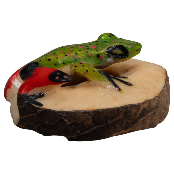 Red And Green Poison Dart Frog Tagua Carving