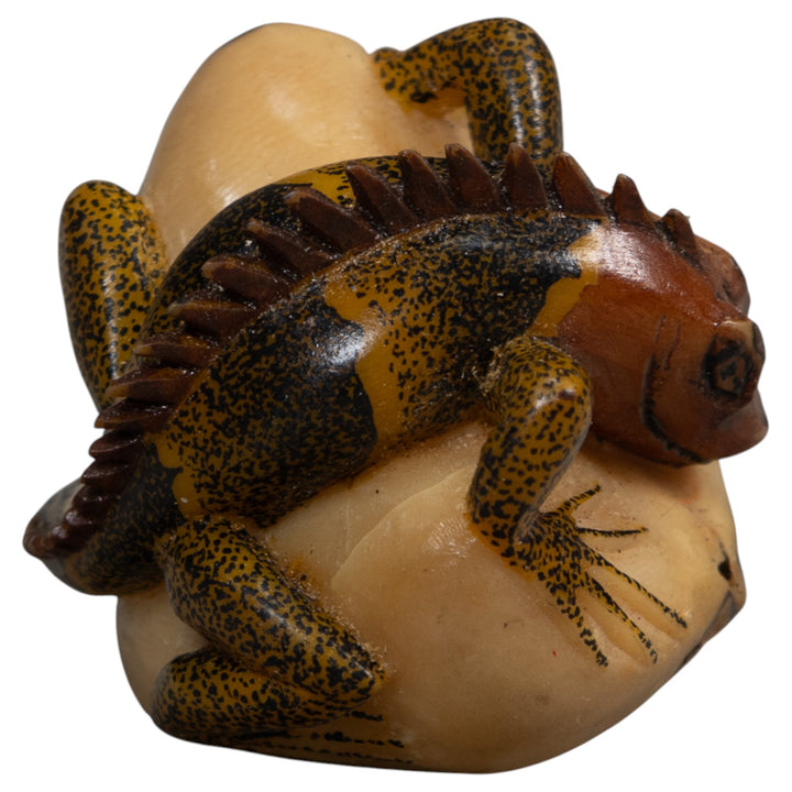 Brown And Black Iguana Lizard Tagua Carving