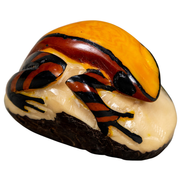 Bronze Orange And Black Poison Dart Frog Tagua Carving
