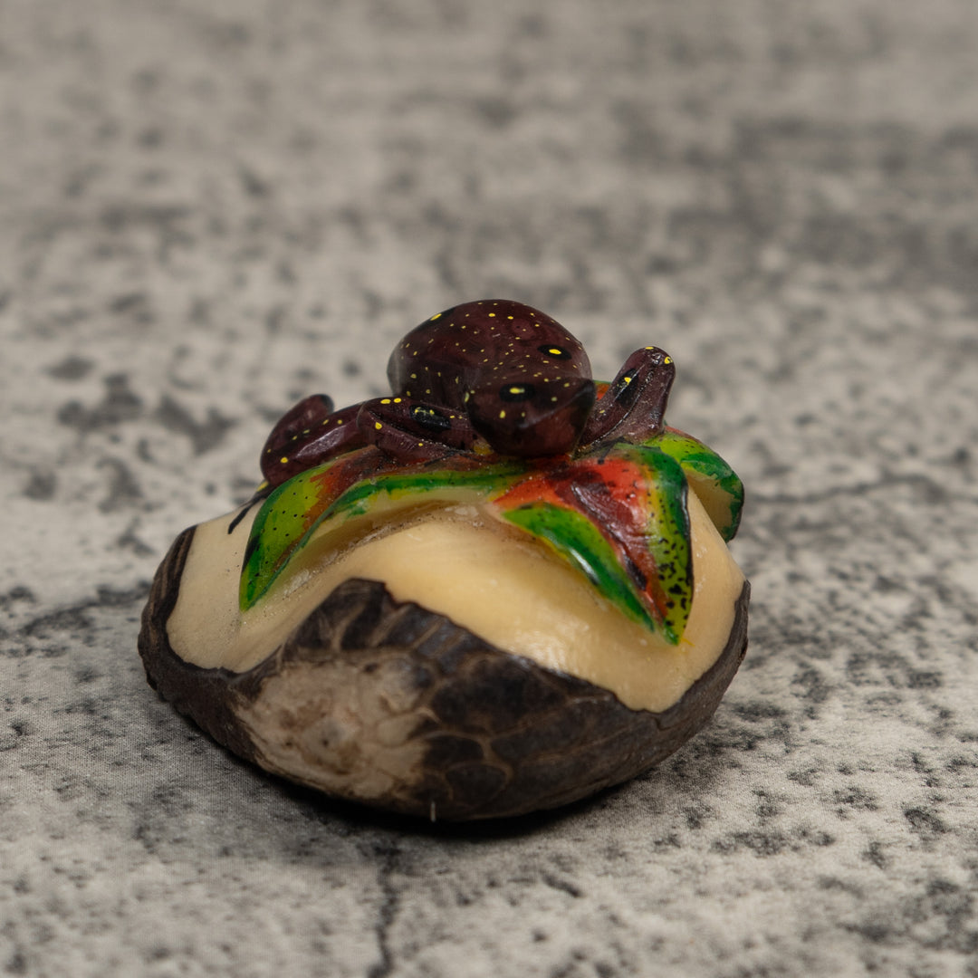Brown And Yellow Poison Dart Frog Tagua Carving