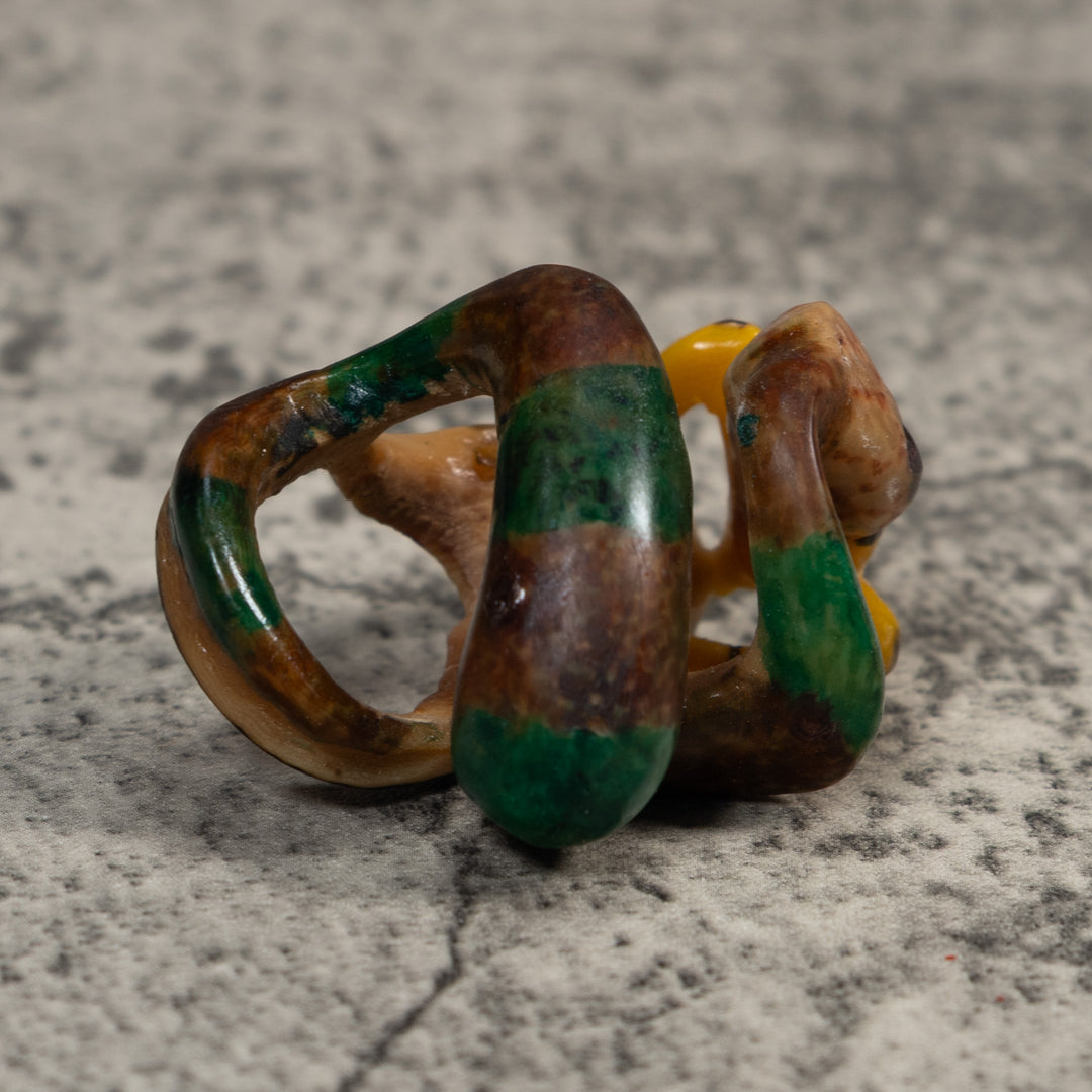 Vintage Snake Eating Frog Tagua Carving