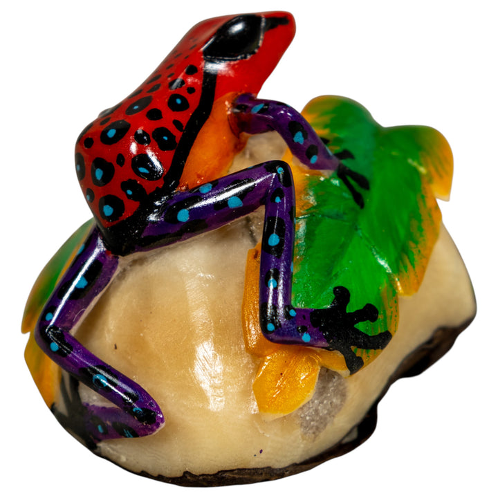 Orange Black And Blue Poison Dart Frog Tagua Carving