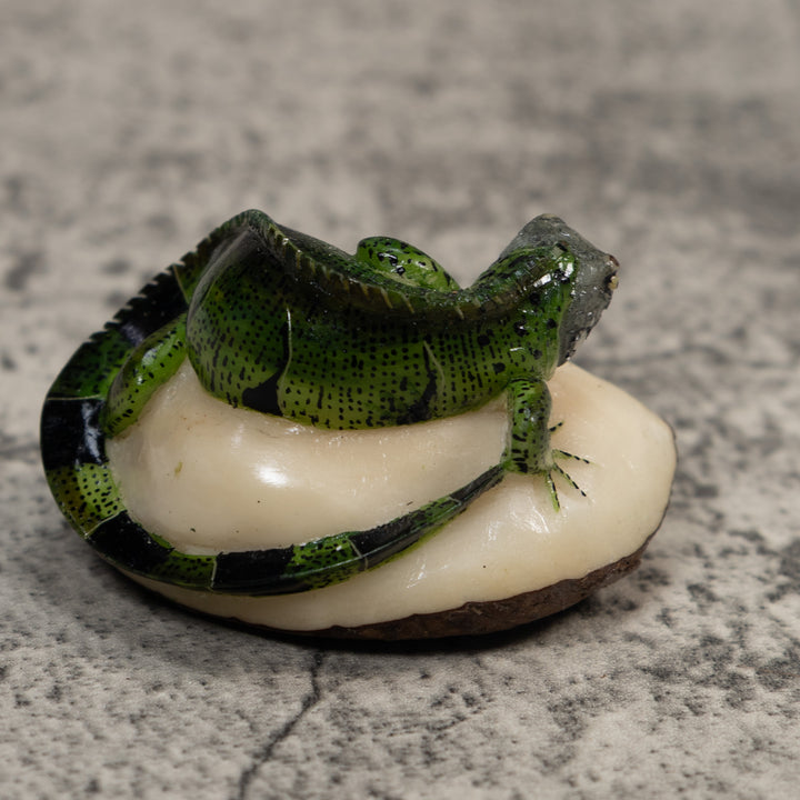 Green Iguana Lizard Tagua Carving