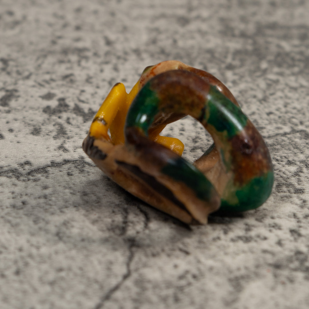 Vintage Snake Eating Frog Tagua Carving