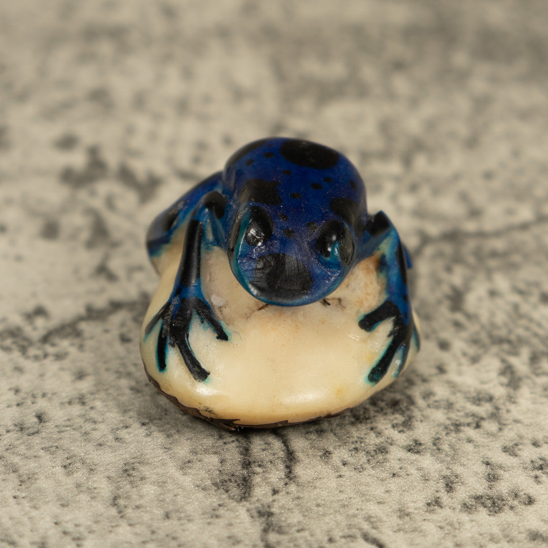 Vintage Blue Poison Dart Frog Tagua Carving