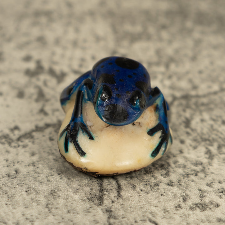 Vintage Blue Poison Dart Frog Tagua Carving