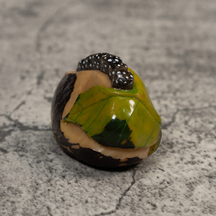 Black White And Green Caterpillar Tagua Carving