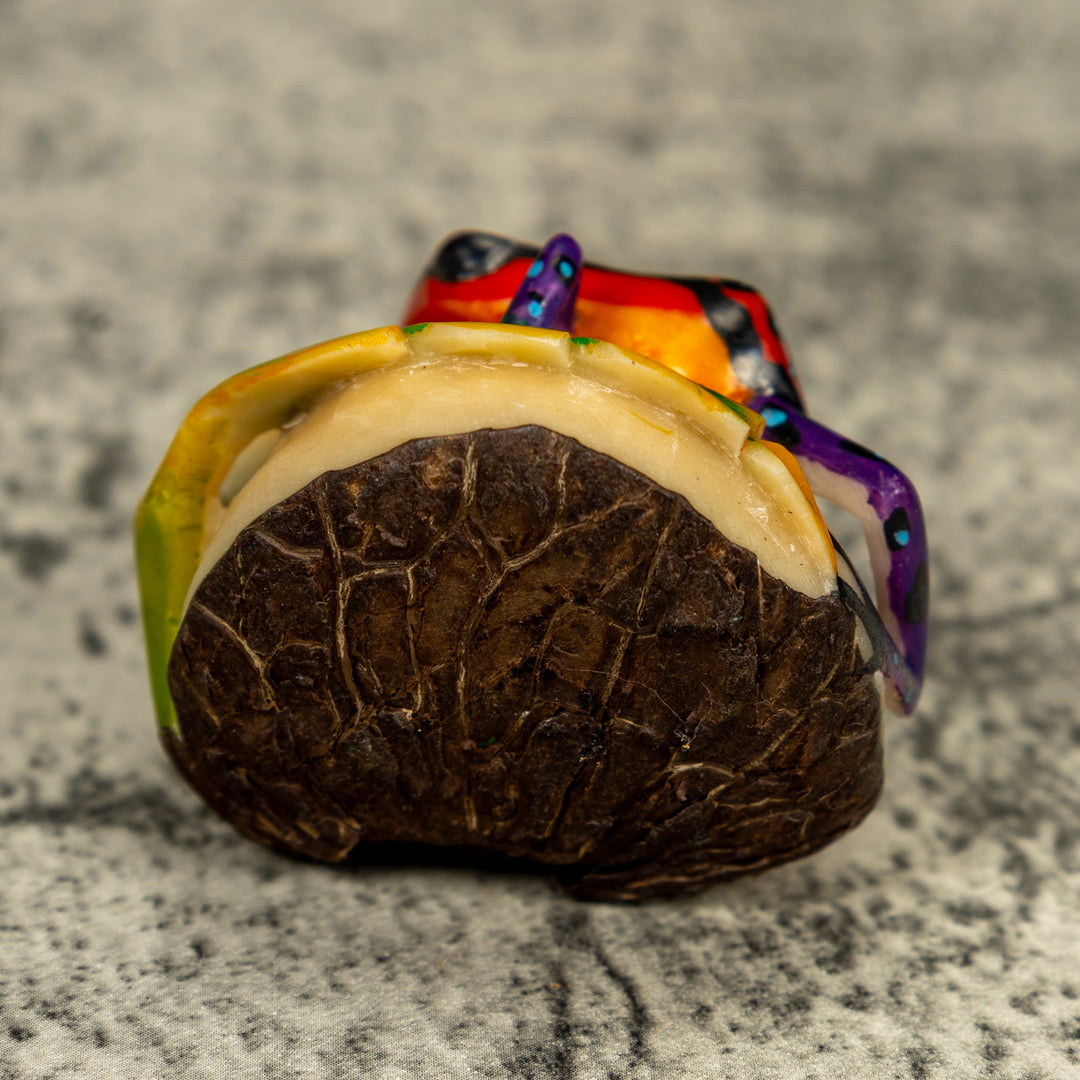 Orange Black And Blue Poison Dart Frog Tagua Carving