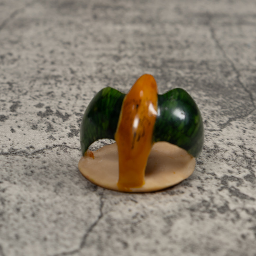 Vintage Gold And Green Hummingbird Tagua Carving