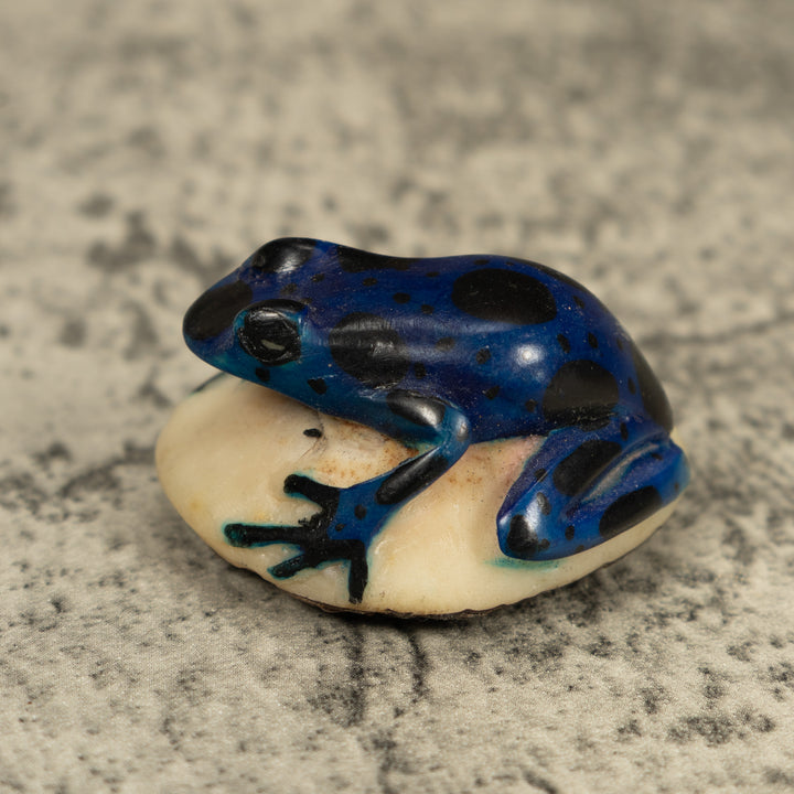Vintage Blue Poison Dart Frog Tagua Carving