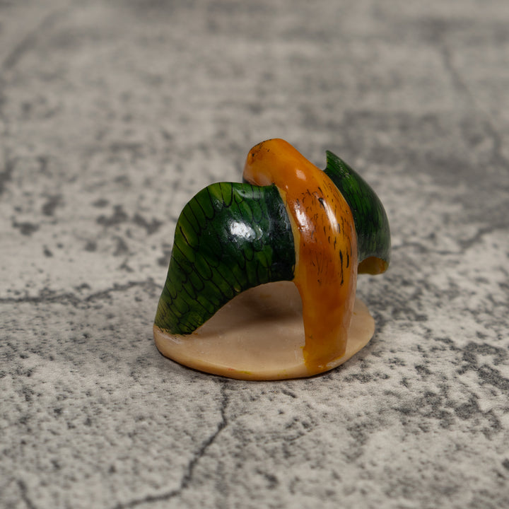 Vintage Gold And Green Hummingbird Tagua Carving