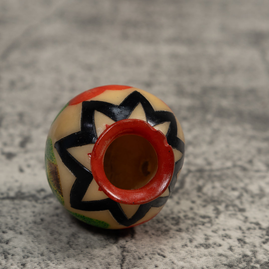 Vintage Vase Hollow And painted Design Tagua Carving