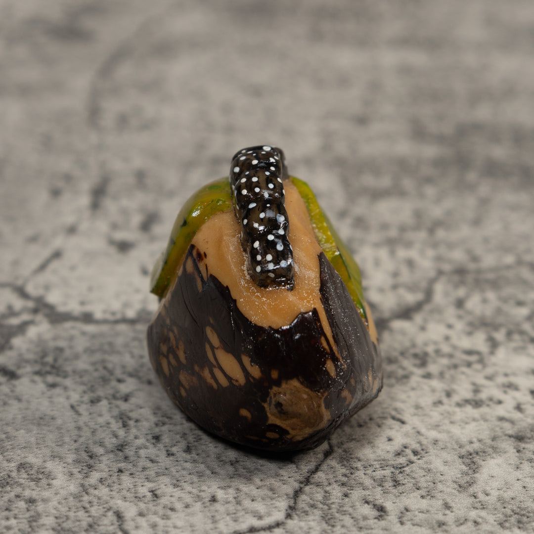 Black White And Green Caterpillar Tagua Carving