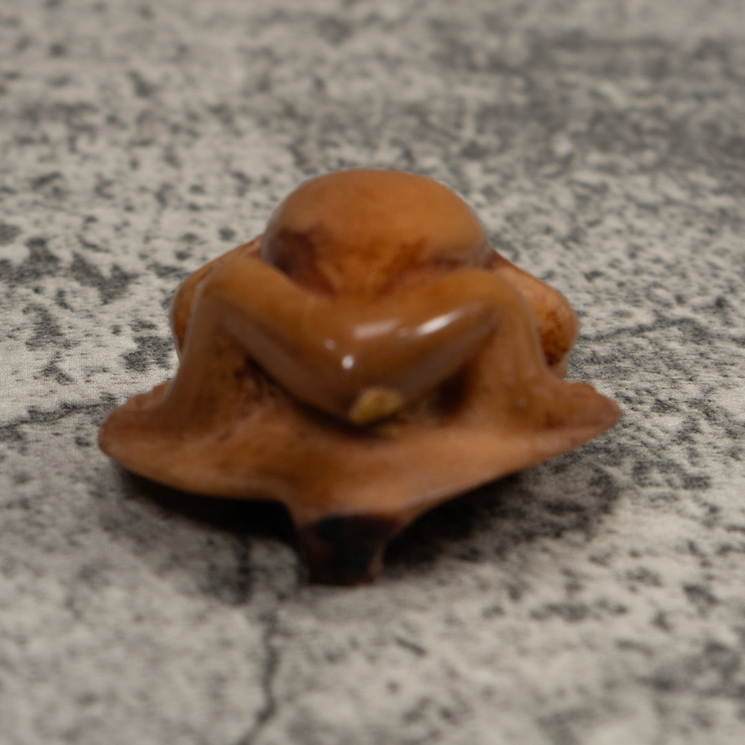 Vintage Brown Frog Tagua Carving