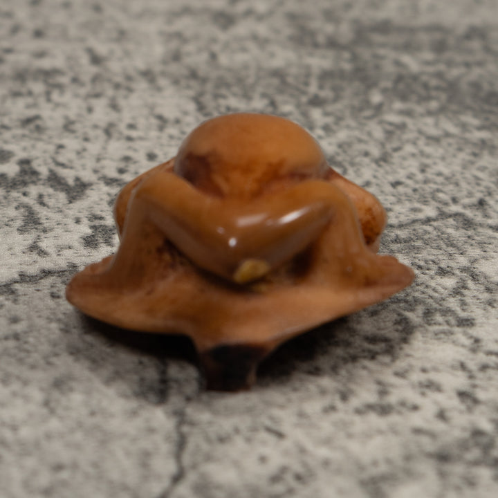 Vintage Brown Frog Tagua Carving