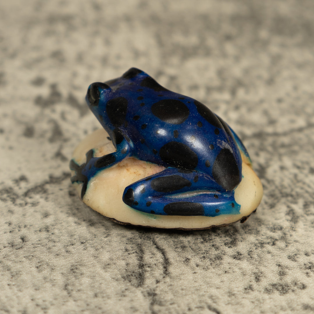 Vintage Blue Poison Dart Frog Tagua Carving