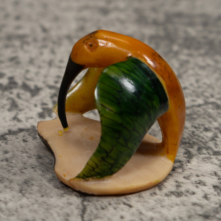 Vintage Gold And Green Hummingbird Tagua Carving