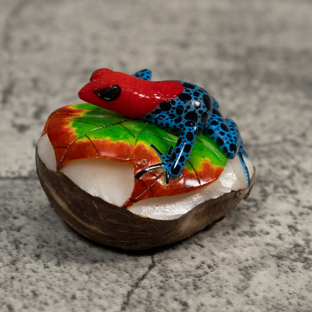 Red And Blue Poison Dart Frog Tagua Carving