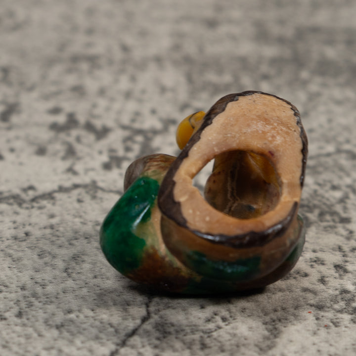 Vintage Snake Eating Frog Tagua Carving