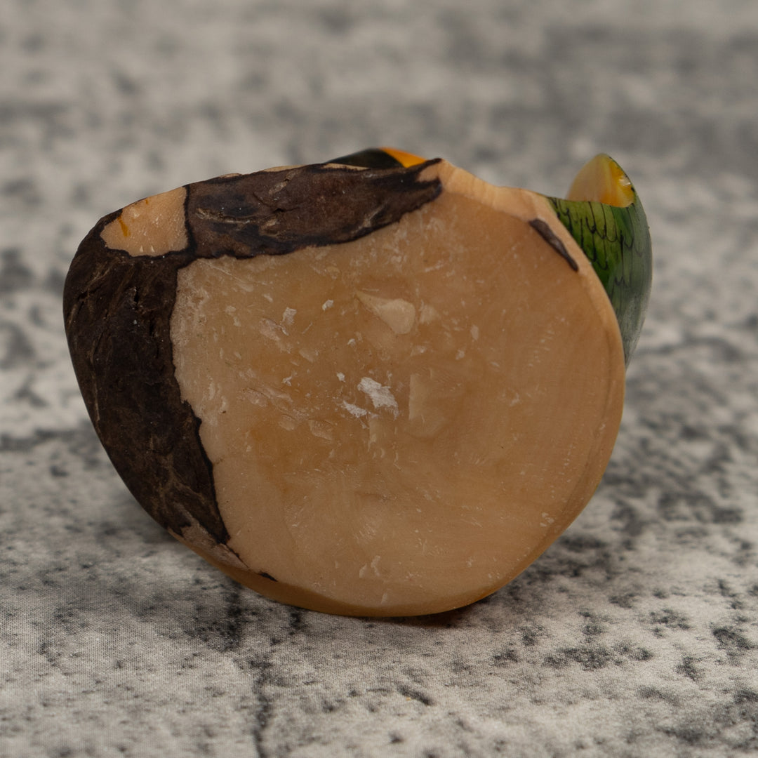 Vintage Gold And Green Hummingbird Tagua Carving