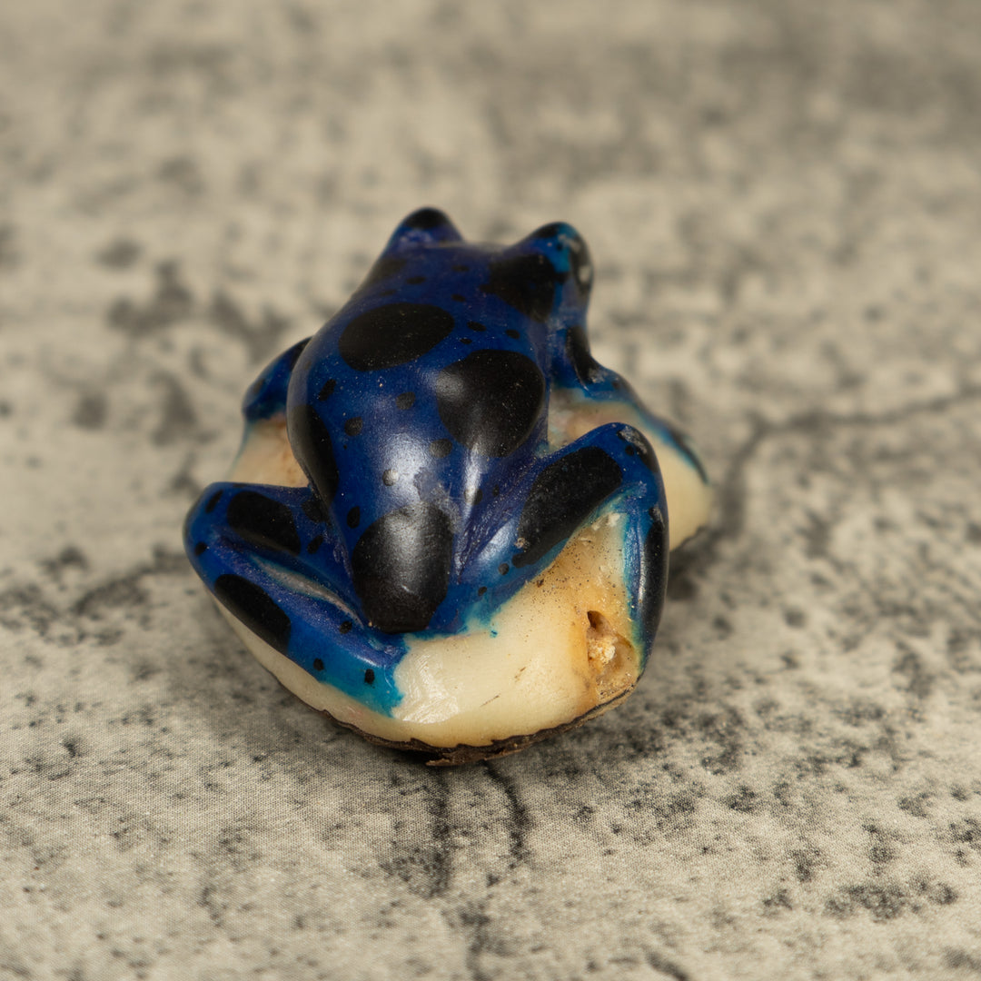 Vintage Blue Poison Dart Frog Tagua Carving