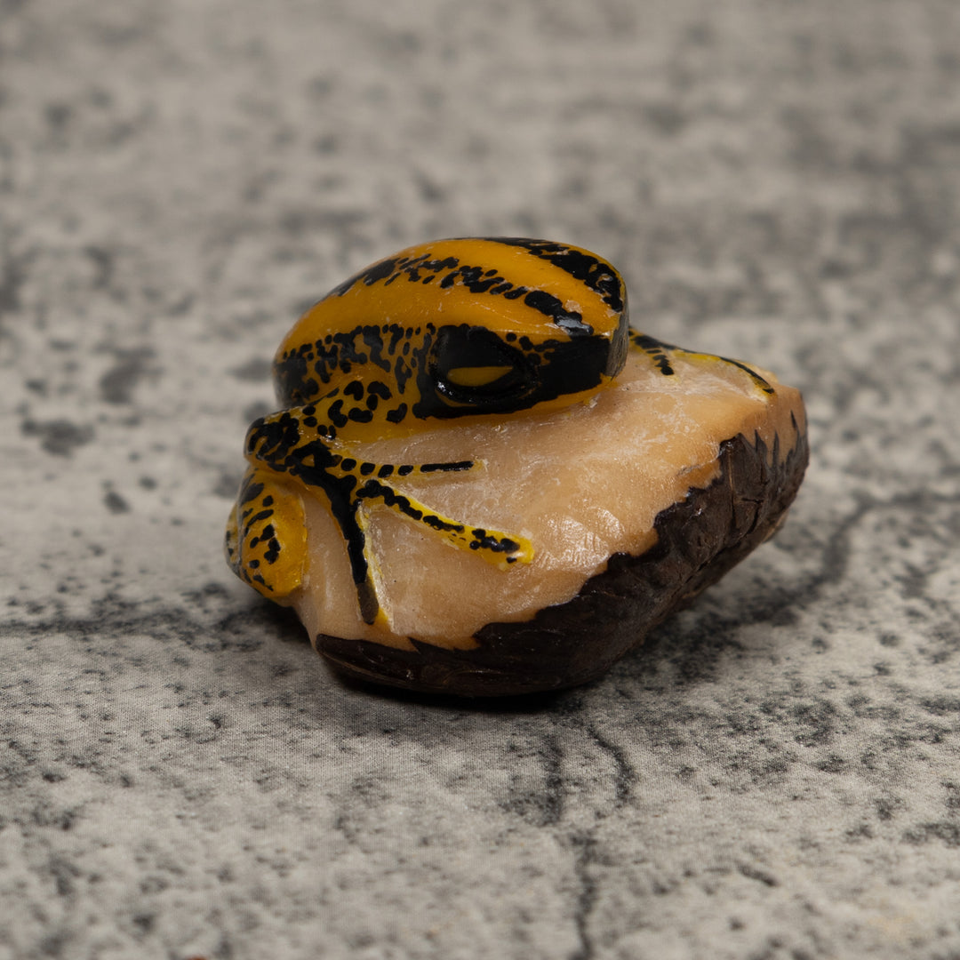 Vintage Yellow And Black Frog Tagua Carving