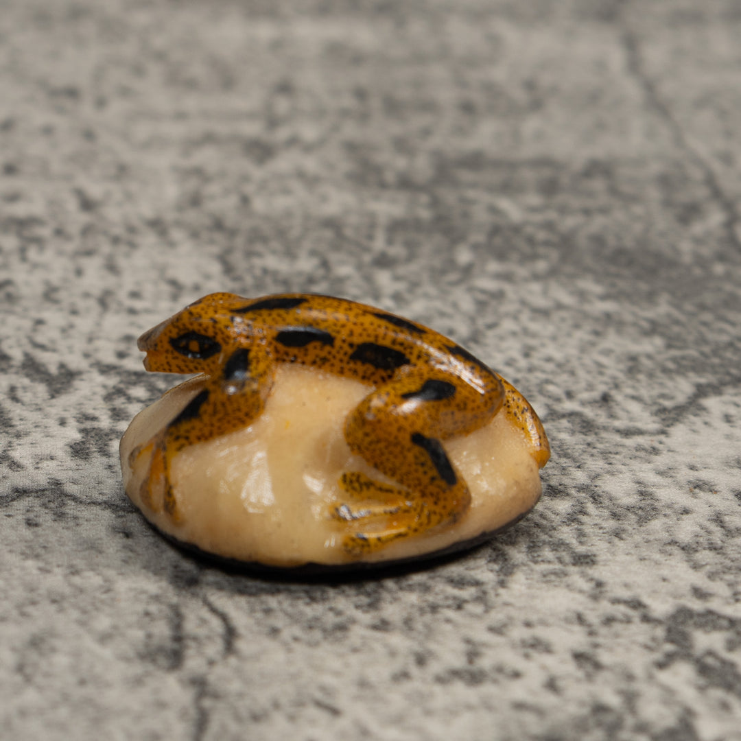 Vintage Gold And Black Poison Dart Frog Tagua Carving