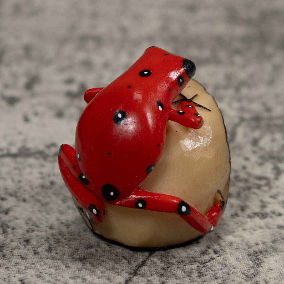 Vintage Red Poison Dart Frog Tagua Carving