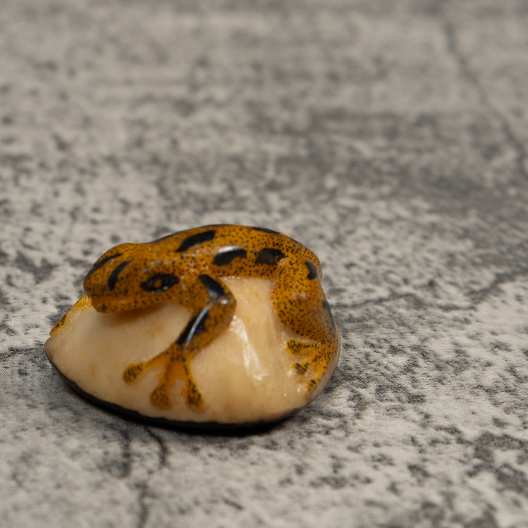 Vintage Gold And Black Poison Dart Frog Tagua Carving
