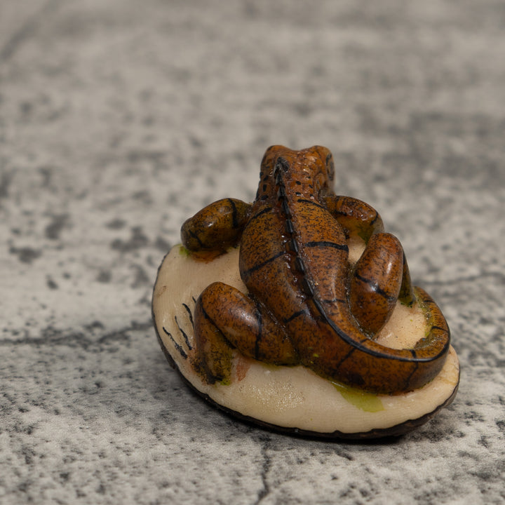 Brown And Black Iguana Lizard Tagua Carving
